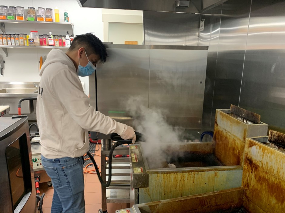 NFPA 96 certified commercial kitchen cleaning Moncton NB technician steam cleaning commercial equipment